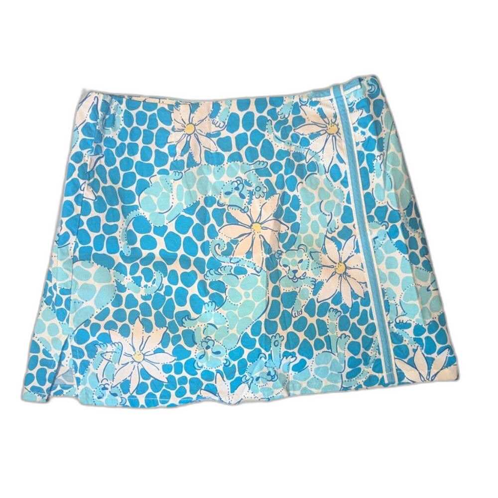 Lilly Pulitzer Leopard Lounge Skirt Blue Skort Size 6